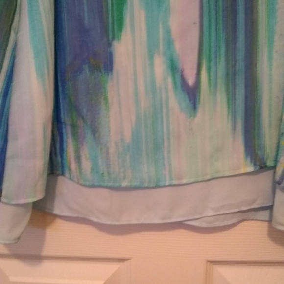Women's sheer tank top blouse two layers. Turquoise, light blue, white, green - Picture 3 of 4